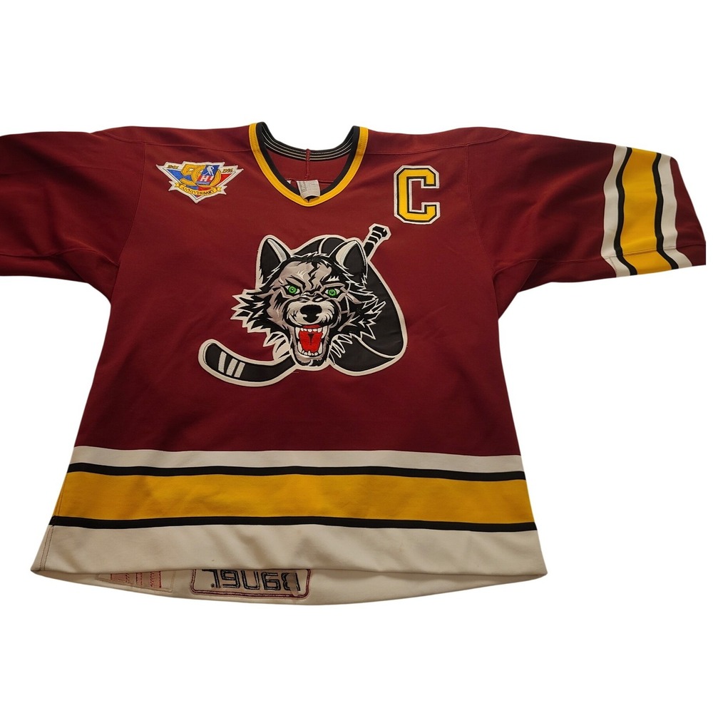 Vintage‎ Chicago Wolves Bauer ProWear Hockey Jersey IHL 50th Anniversary Size 48